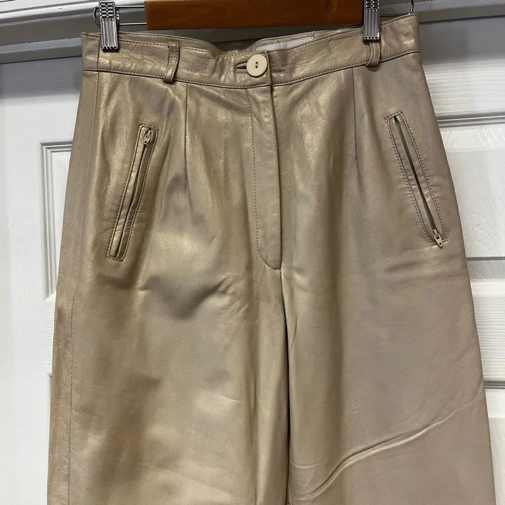 Vintage Vericci Champagne Leather Pants sz 4 or 26